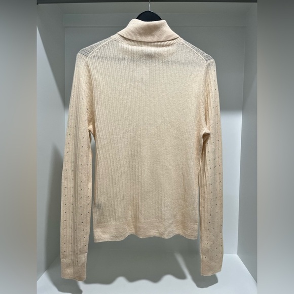 J crew Featherweight cashmere turtleneck sweater rhinestones buttercream XL - Picture 7 of 11